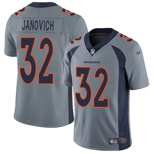 Men Denver Broncos #32 Andy Janovich Limited Silver Inverted Legend Football NFL Jersey